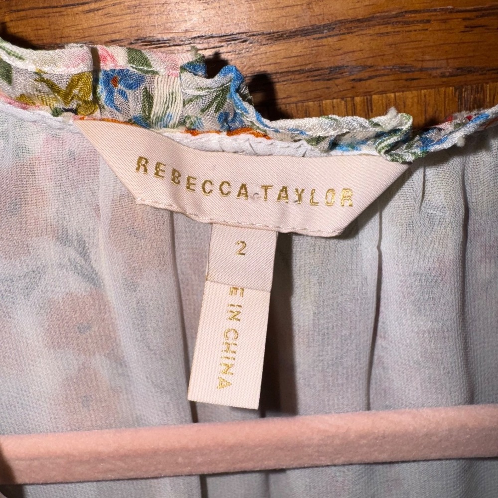 Rebecca Taylor Sz 2 Floral Long Sleeve Blouse Boho Cottagecore Romantic Top chic - Picture 3 of 5